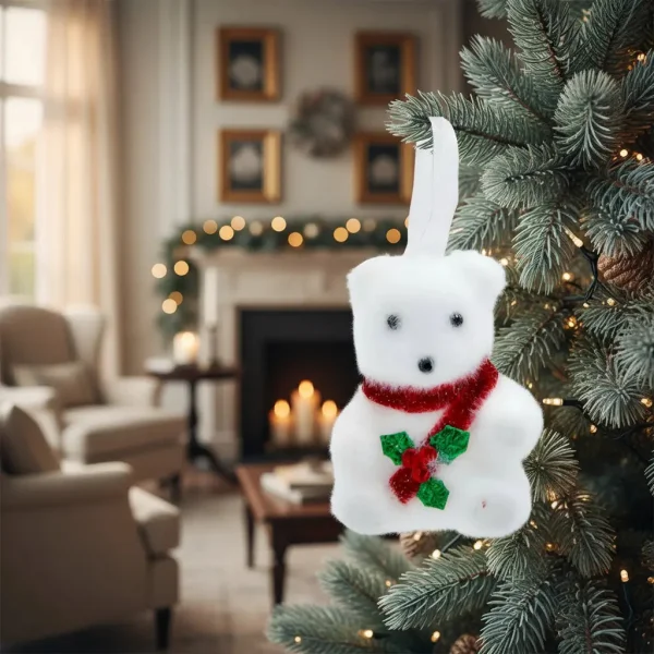 Adorno Colgante Árbol Navidad Oso X2 Decoración Navideña Blanco Colgante Oso