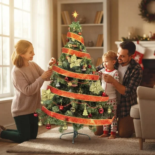 Arbol de Navidad Tronador Lujo Verde 1,50mts Kit 40 Rojo Oro