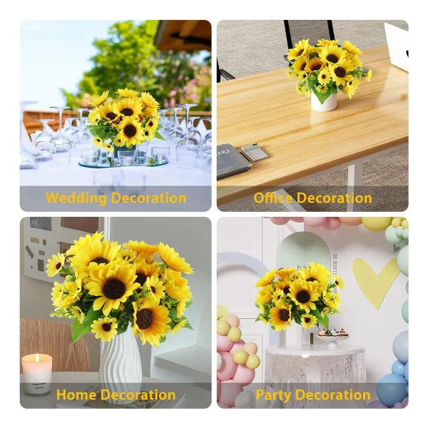 Ramo Girasol Flores Artificiales 30cm Decoracion Pack X10 Amarillo
