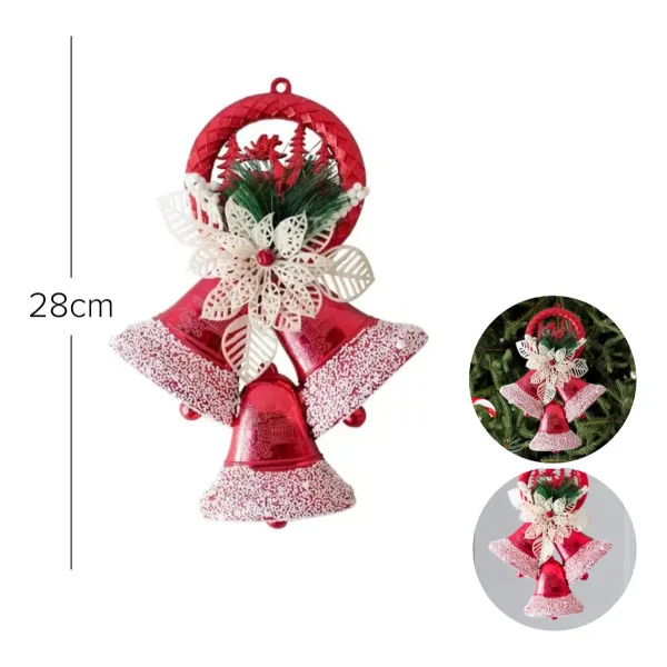 Campanas Navidad X3 28cm Deco Navideña Adorno Para Arbol