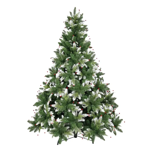 Arbol De Navidad Pino Natural Nevado Con Berry 1.80mts Verde