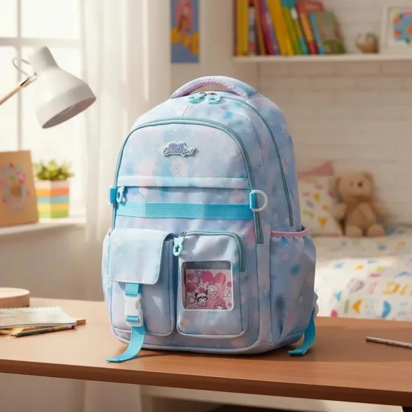 Mochila Escolar Colegio Infantil Nena Kawaii Reforzada Rosa Floreado