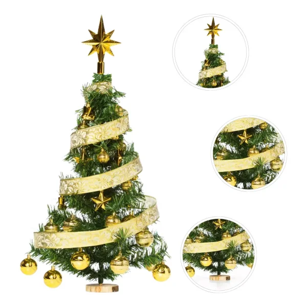 Árbol Navidad Fabesa 80cm Verde Mini Pino Deco Incluye 30 Adornos