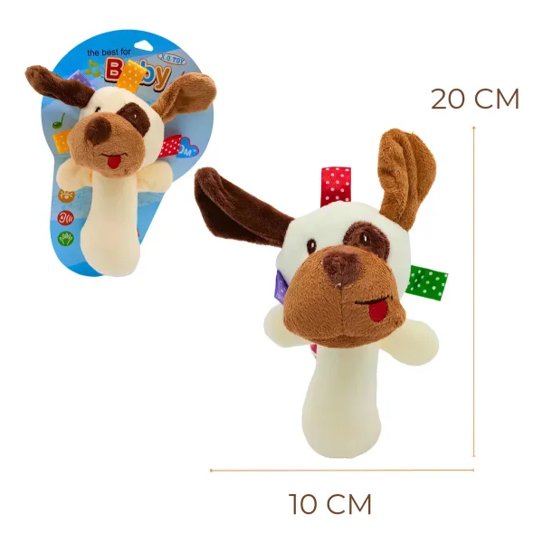 Sonajero Peluche Perro Blanco Para Bebe Con Chifle