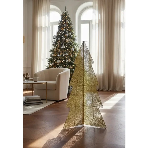 Arbol De Navidad Alambre Pino Para Decoración Navideño 90cm Dorado Pino De Alambre