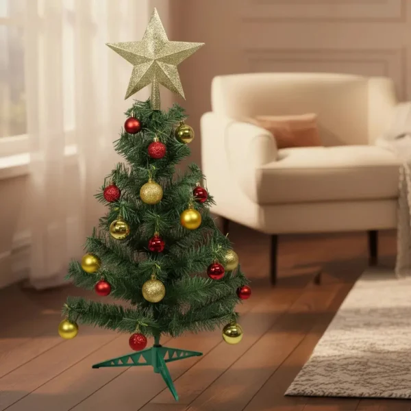 Arbol De Navidad Decorado Arbolito 90cm Pino Carioca Color Rojo/oro