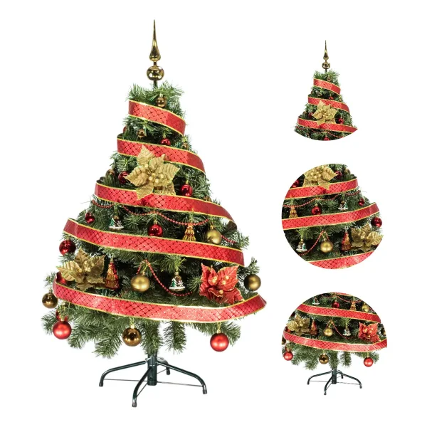  Arbol De Navidad Tronador Lujo 1,20mts Con Adornos Kit X30
