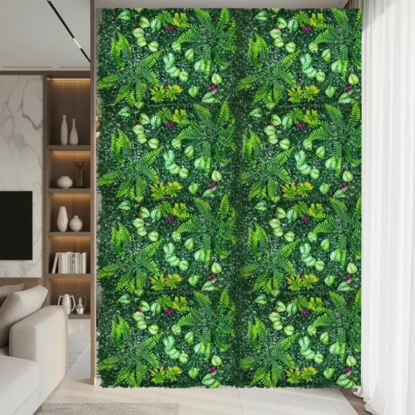 Jardín Vertical Cesped Artificial Flores Muro Verde 40x60cm Verde