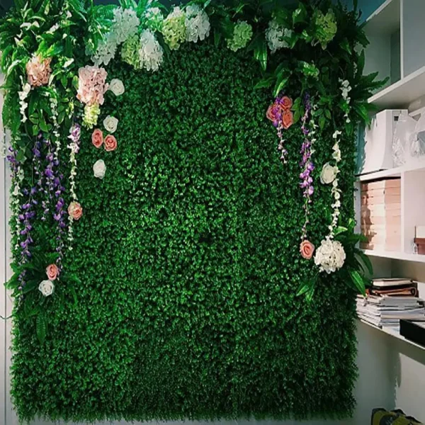 Jardin Vertical Artificial Muro Verde Frondoso Panel Plantas Verde/rosa