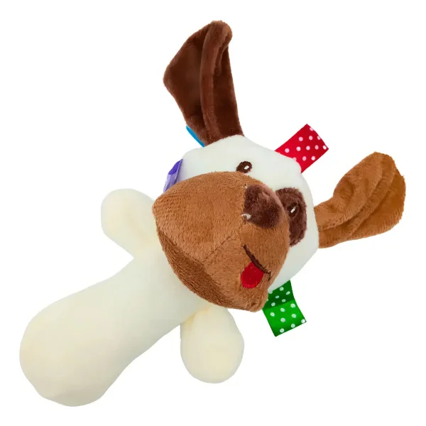Sonajero Peluche Perro Blanco Para Bebe Con Chifle