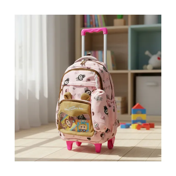 Mochila Carrito Escolar + Cartuchera La Bubu Base Reforzada