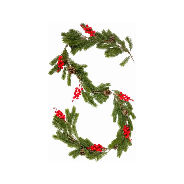 Guirnalda Navideña De Pino Muerdago Colgante Con Bayas Deco