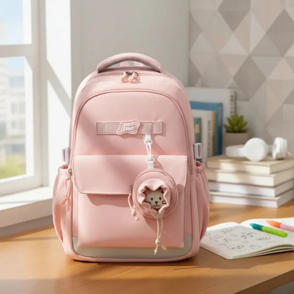 Mochila Escolar Urbana Porta Notebook Con Monedero Y Peluche
