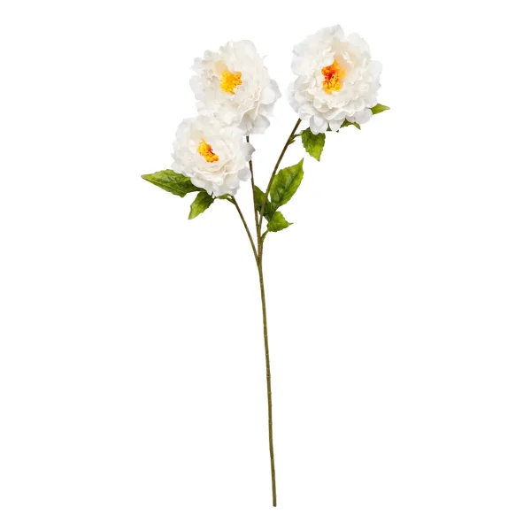 Peonias Artificiales Tallo Largo 70cm 3 Flores Deco Eventos Blanco