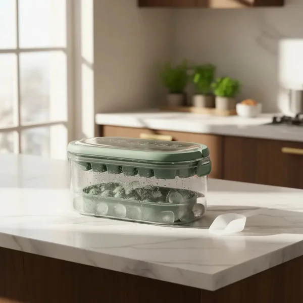 Cubetera Hielera Contenedor Hielo Portatil C/tapa Y Cuchara Verde