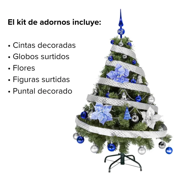  Arbol De Navidad Tronador Lujo 1,20mts Con Adornos Kit X30