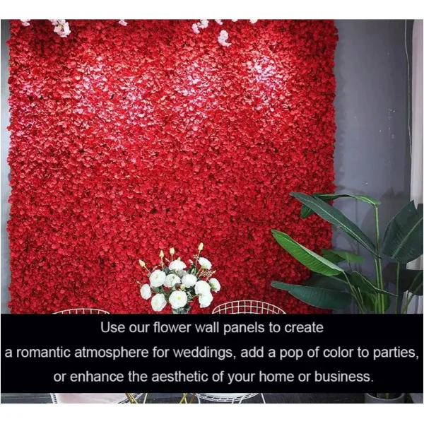 Panel Muro Jardín Vertical Deco Flores Artificiales Pack X6 Rojo