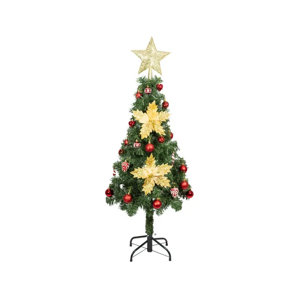 Arbol De Navidad Decorado Slim Verde 1,20mt + Kit Decoracion