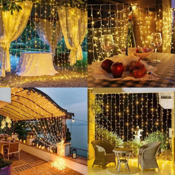 Cortina Led X300 Luces Navidad Bodas 3x3 Mts 12 Tiras 220v