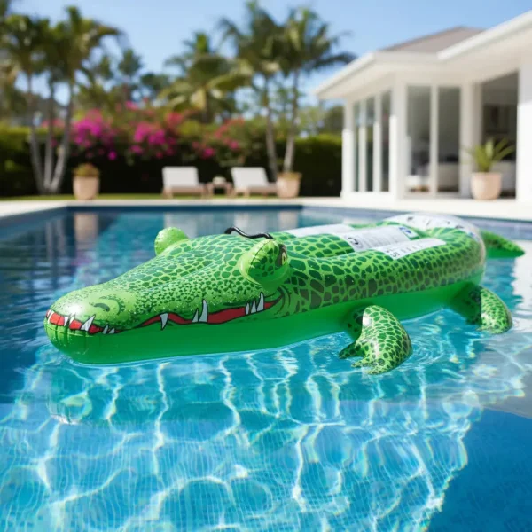 Colchoneta Cocodrilo Inflable Flotador Para Pileta Agua Verde