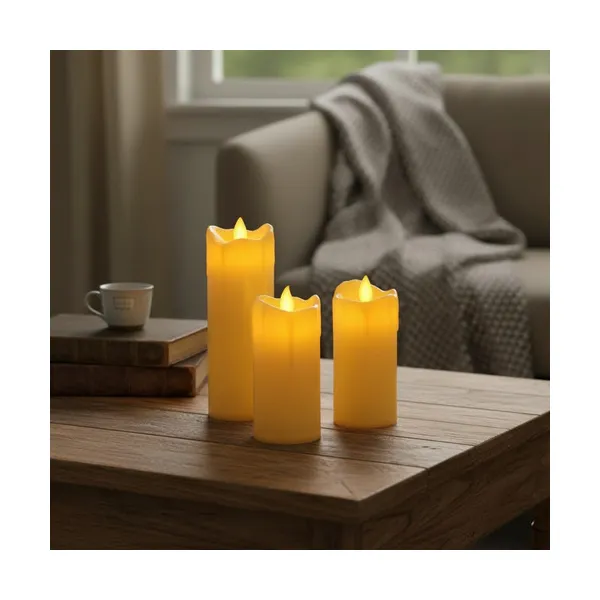 Velas Set X3 Velon Luz Led Calida Llama Efecto Fuego A Pilas
