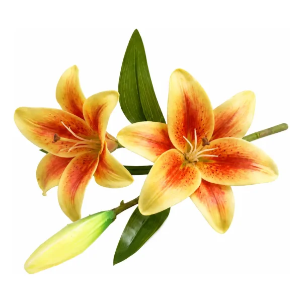 Ramo De Flores Lirios Artificiales Lilium Toque Real 36cm Fucsia