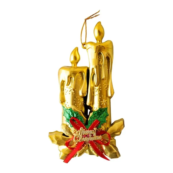 Adorno Navidad Colgante Navideño Con Velas Y Moño 17cm Colgante