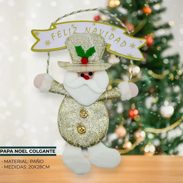 Adorno Papa Noel Colgante Navidad Decoracion Navideña Dorado Papa Noel Colgante