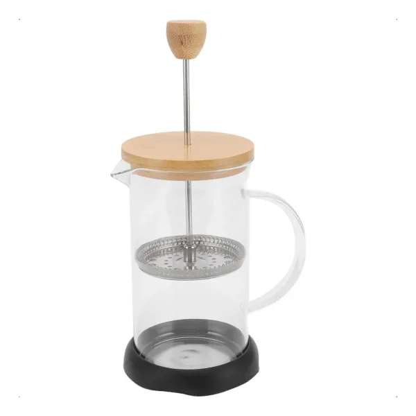 Cafetera De Embolo 600ml Prensa Francesa De Vidrio Y Madera Trasparente