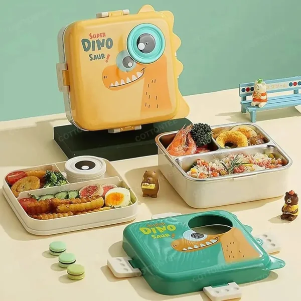 Lunchera Infantil Dinosaurio Escolar Jardin Vianda Infantil Amarillo