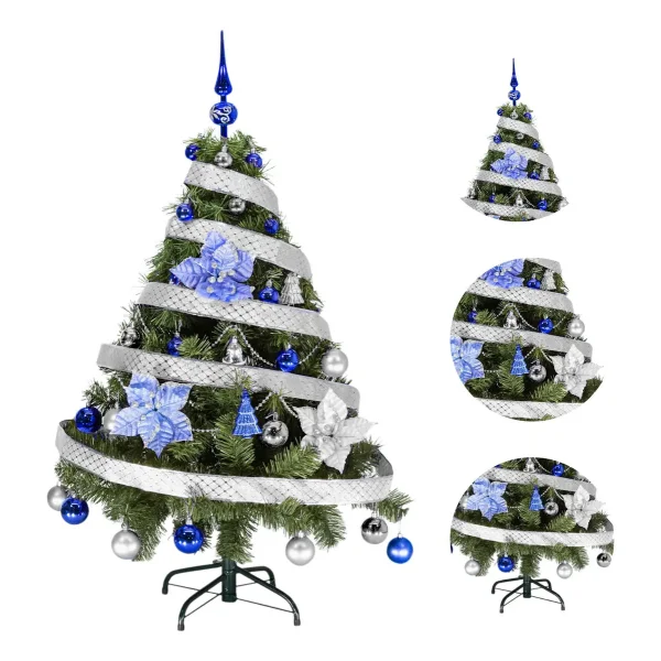  Arbol De Navidad Tronador Lujo 1,20mts Con Adornos Kit X30