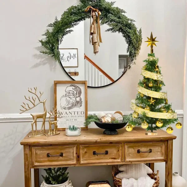 Árbol Navidad Fabesa 80cm Verde Mini Pino Deco Incluye 30 Adornos