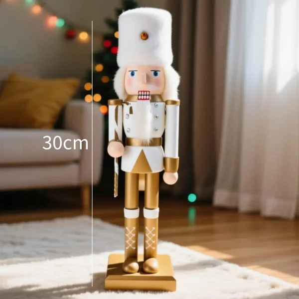 Cascanueces Soldado Adorno De Madera 30 Cm Navidad Deco Dorado