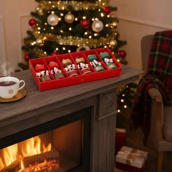 Set Adornos Carrusel Colgante Navideño Decoración Pack X6 Rojo