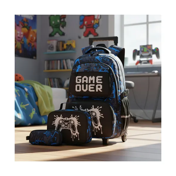 Mochila Con Carrito Infantil Escolar 3 En 1 Canopla Lunchera