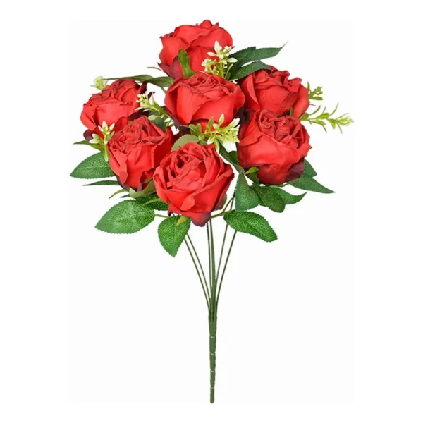 Ramo Rosas Artificiales Grande Flores Rojas Artificial 40cm Rojo
