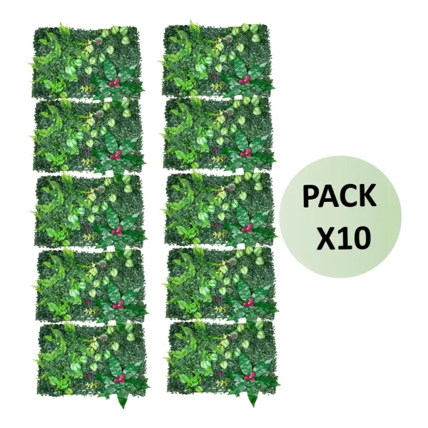 Jardín Vertical Cesped Flores Muro Artificial Verde Pack X10 Verde