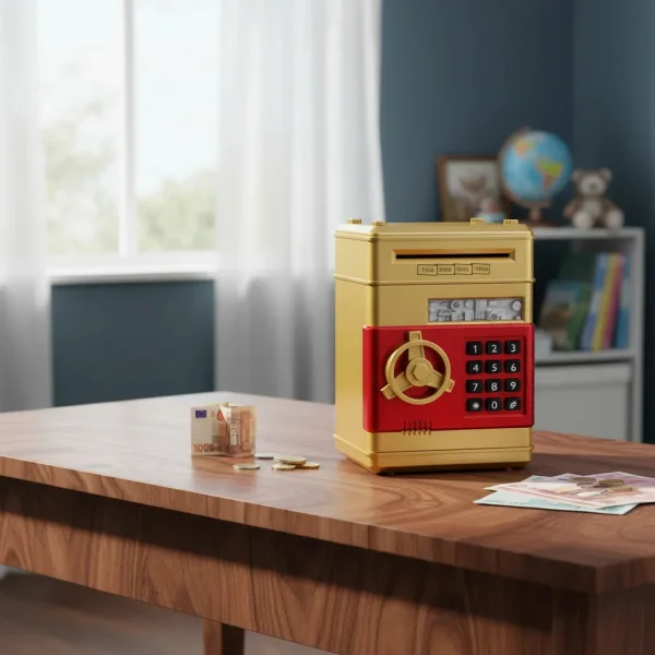 Alcancía Caja Fuerte Electrónica Billetes Moneda Para Niños Caja Fuerte Rojo