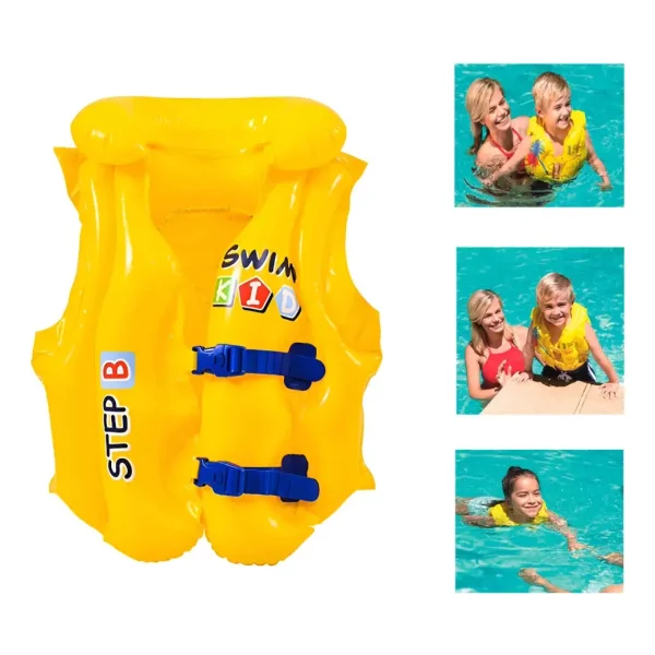 Chaleco Salvavidas Para Niños Flotador Inflable Ajustable Amarillo 6-10