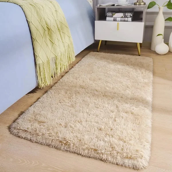 Alfombra Tapete Pelo Largo Nórdica Antideslizante 60x100cm 100 M 60 M Gris