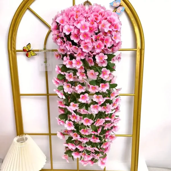 Ramo Flor Planta Colgante Pack X6 Jardin Artificial Interior Rosa