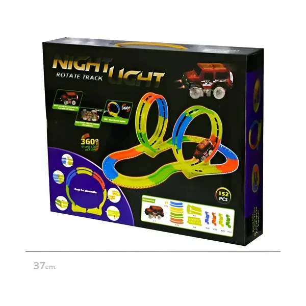 Pista Luminosa Flexible 152 Piezas Con Auto Luminoso Color Amarillo
