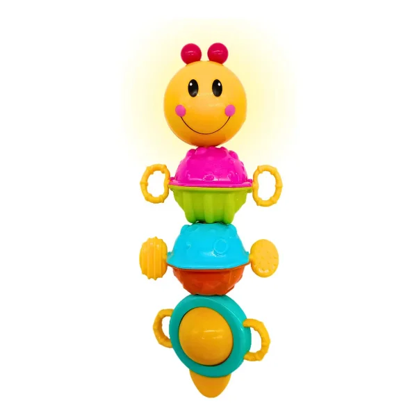 Sonajero Oruga Movil Musical Luz Sonido Bebe Didactico Amarillo