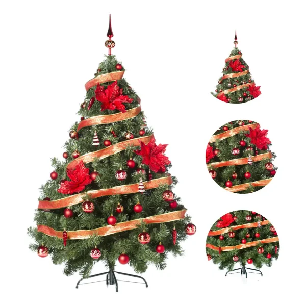 Arbol de Navidad Montañes Deluxe 1.50mts Con Adornos Kit X50