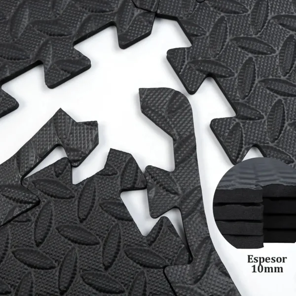 Piso Goma Eva Gym Pack X4 Encastrable 10mm Con Bordes