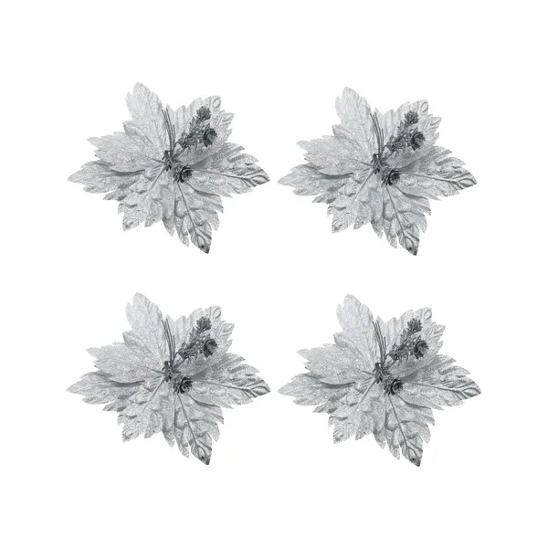 Flor 25cm Plata Arbol De Navidad Adornos Decoración X4u