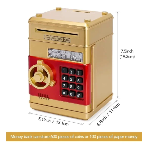 Alcancía Caja Fuerte Electrónica Billetes Moneda Para Niños Caja Fuerte Rojo