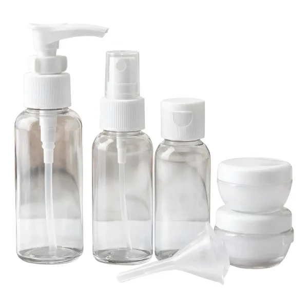 Kit Neceser Frascos De Viaje Avión Envases Recargables X5 Blanco Liso