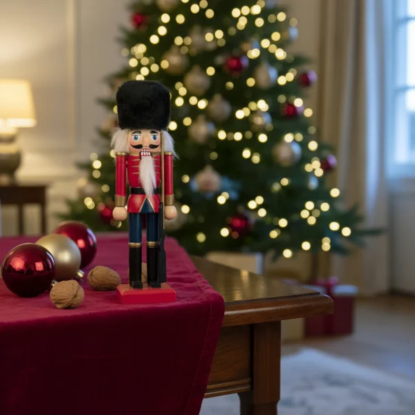 Cascanueces Soldado De Madera 20 Cm Adorno Navidad Madera Rojo