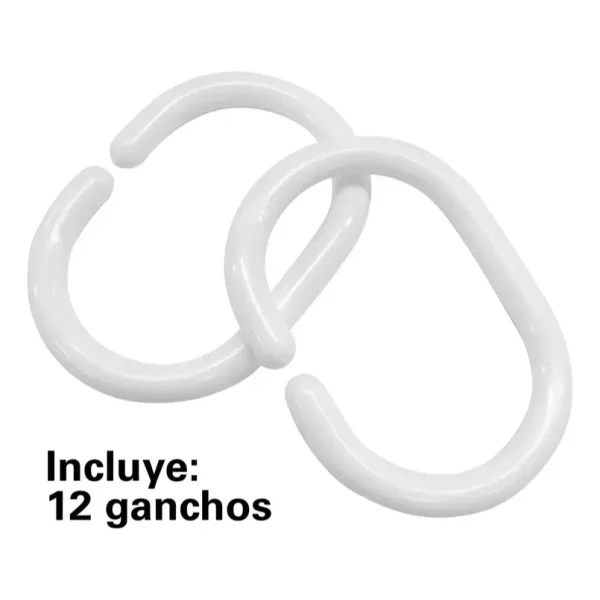 Cortina De Baño Ducha Peva 1,80cm Ganchos Plástico